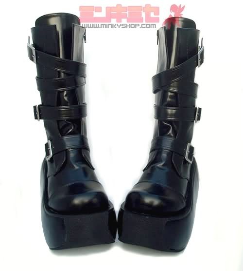 Gothic Punk Buckle Wedge Platform Boots